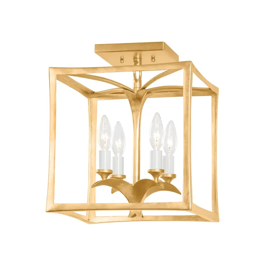 Bergamo Four Light Flush Mount in Vintage Gold Leaf