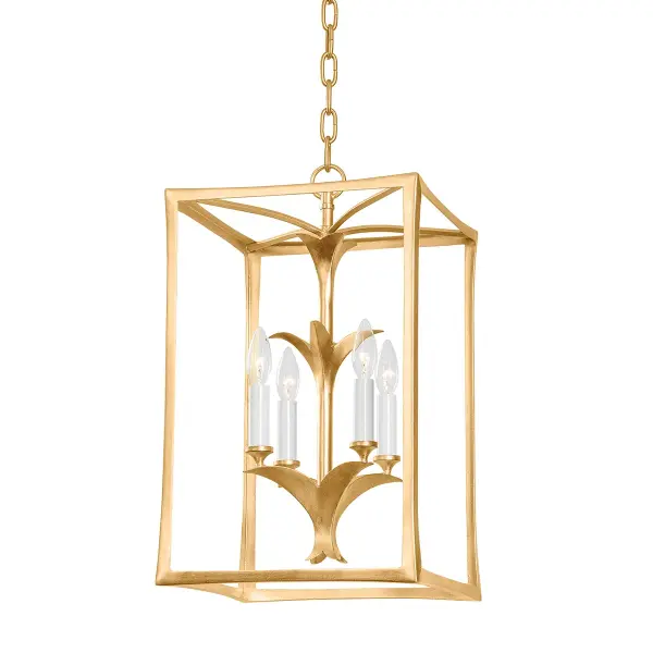 Bergamo Four Light Lantern in Vintage Gold Leaf