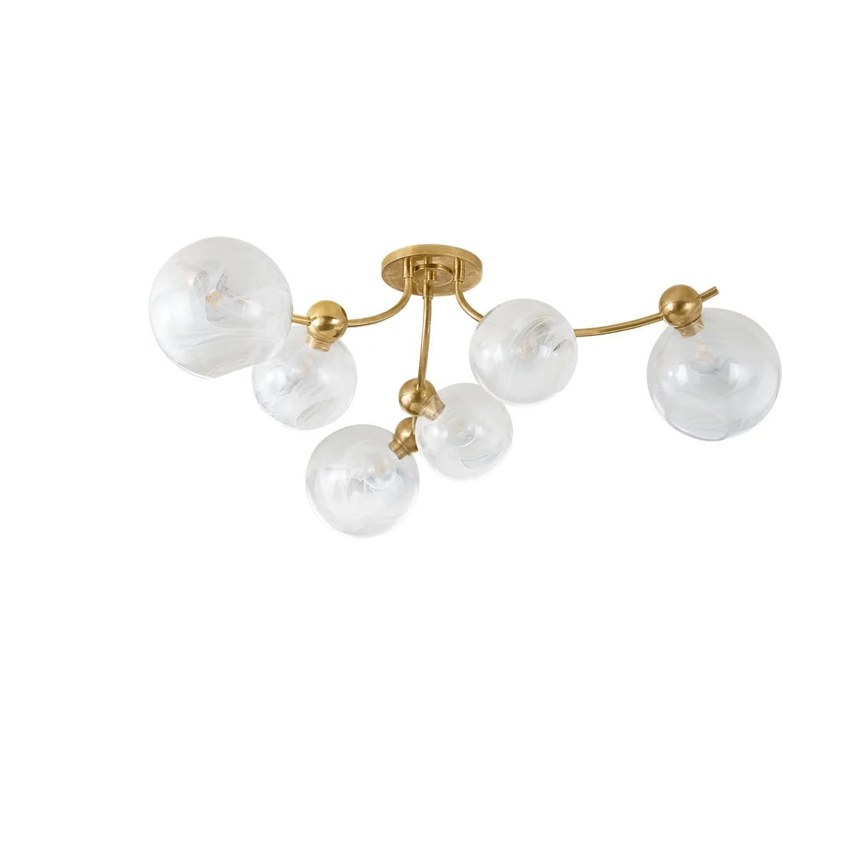 Astraia Six Light Semi Flush Mount in Vintage Brass