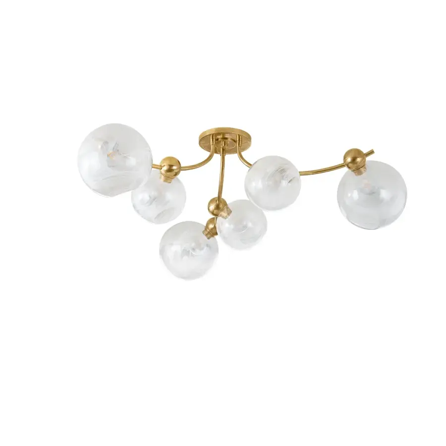 Astraia Six Light Semi Flush Mount in Vintage Brass
