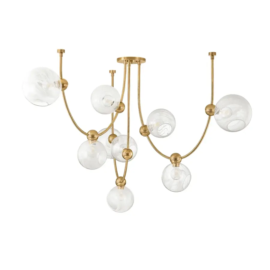 Astraia Nine Light Chandelier in Vintage Brass