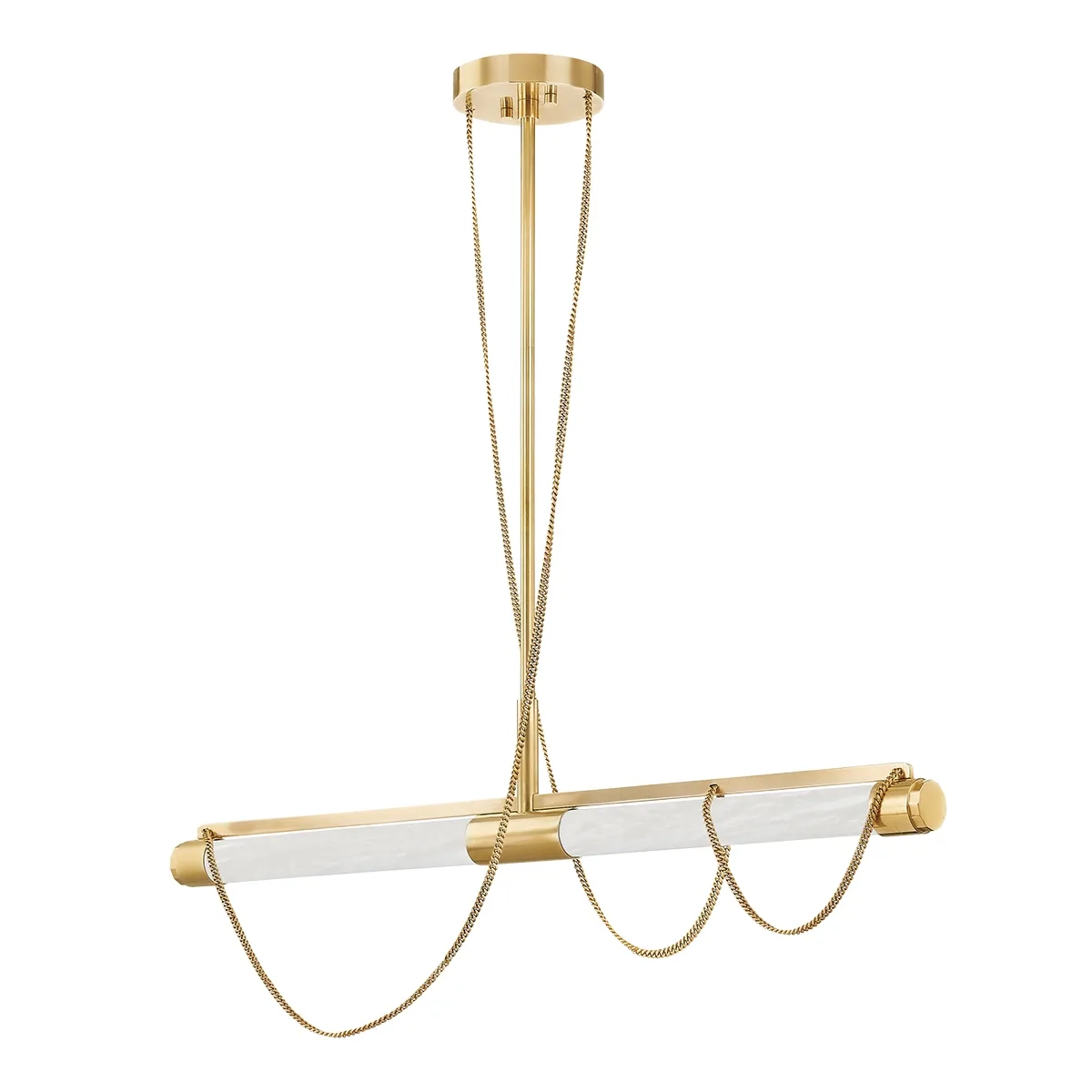 Lariat LED Linear Chandelier in Vintage Brass