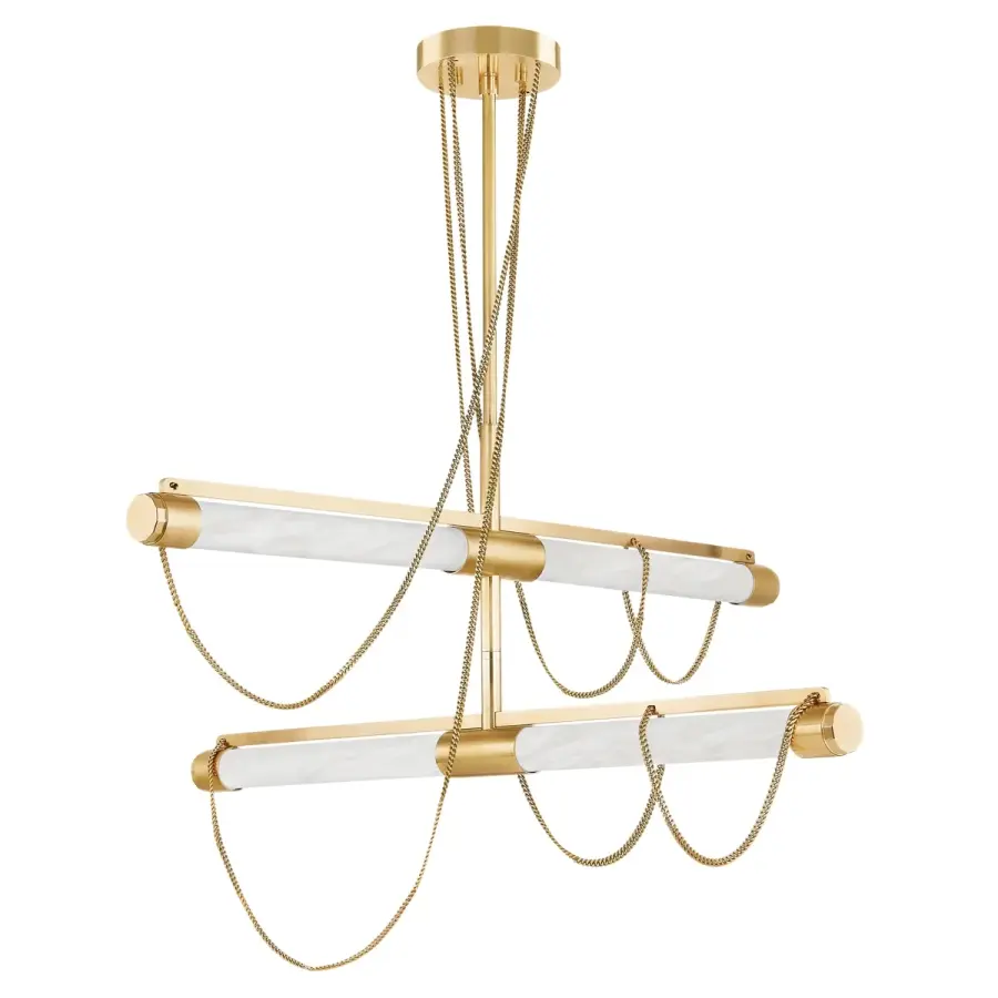 Lariat LED Chandelier in Vintage Brass