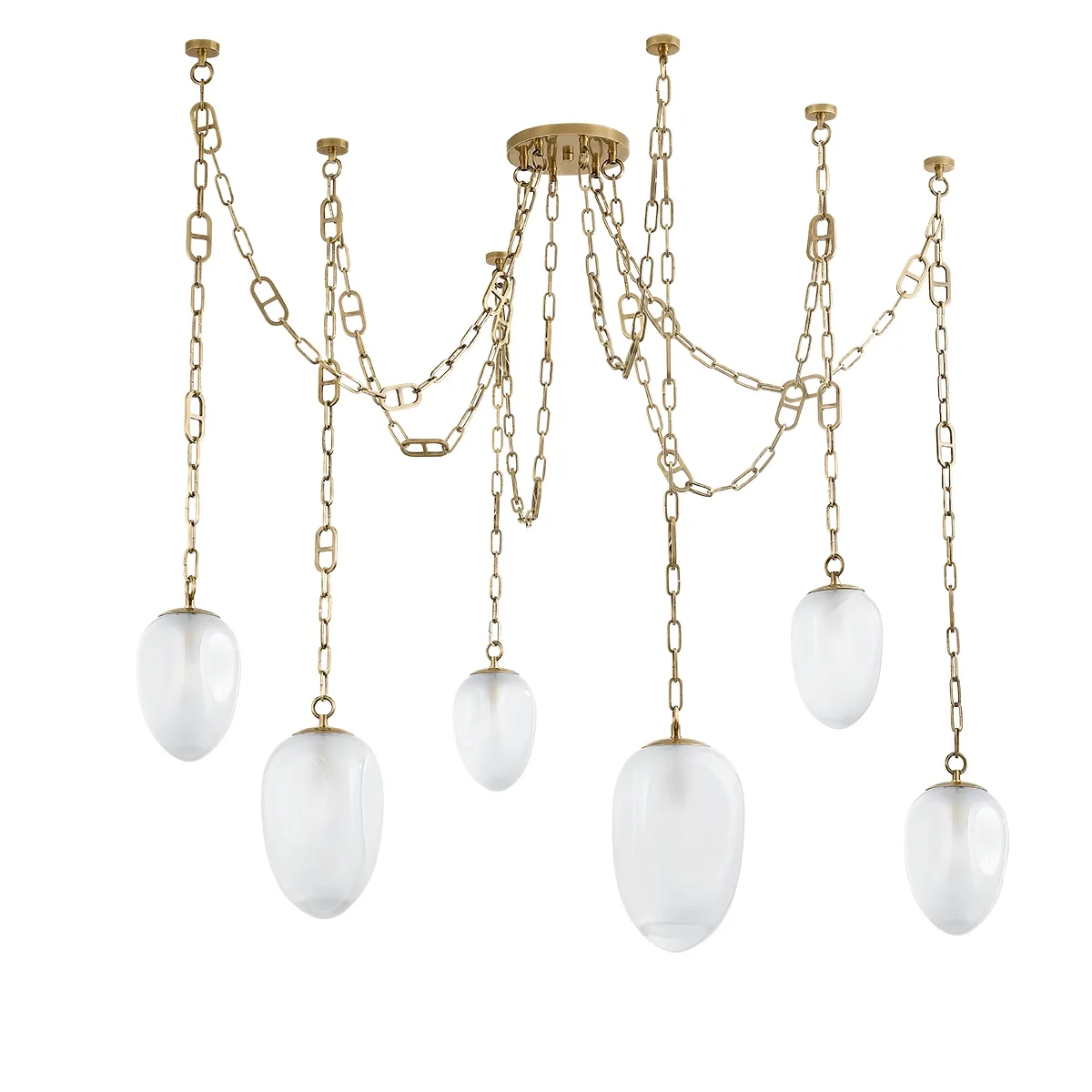 Daith Six Light Chandelier in Vintage Brass