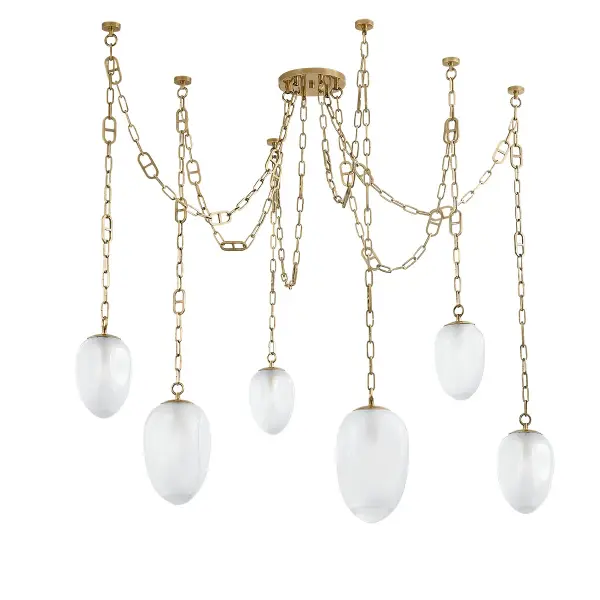 Daith Six Light Chandelier in Vintage Brass