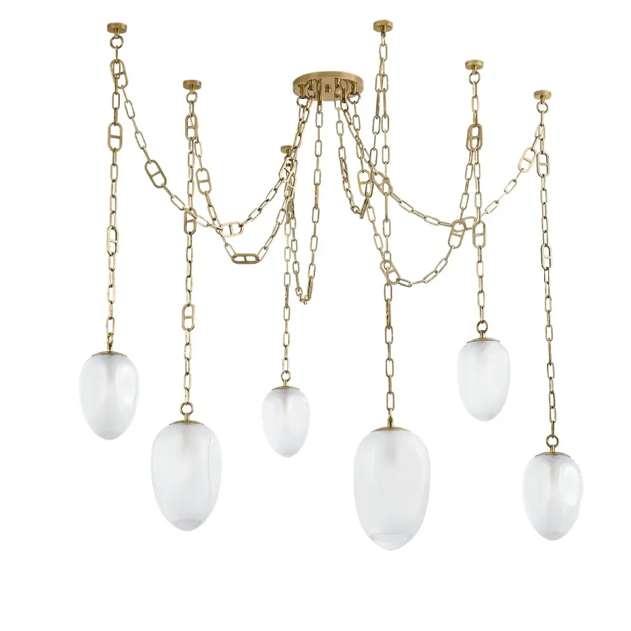 Daith Six Light Chandelier in Vintage Brass