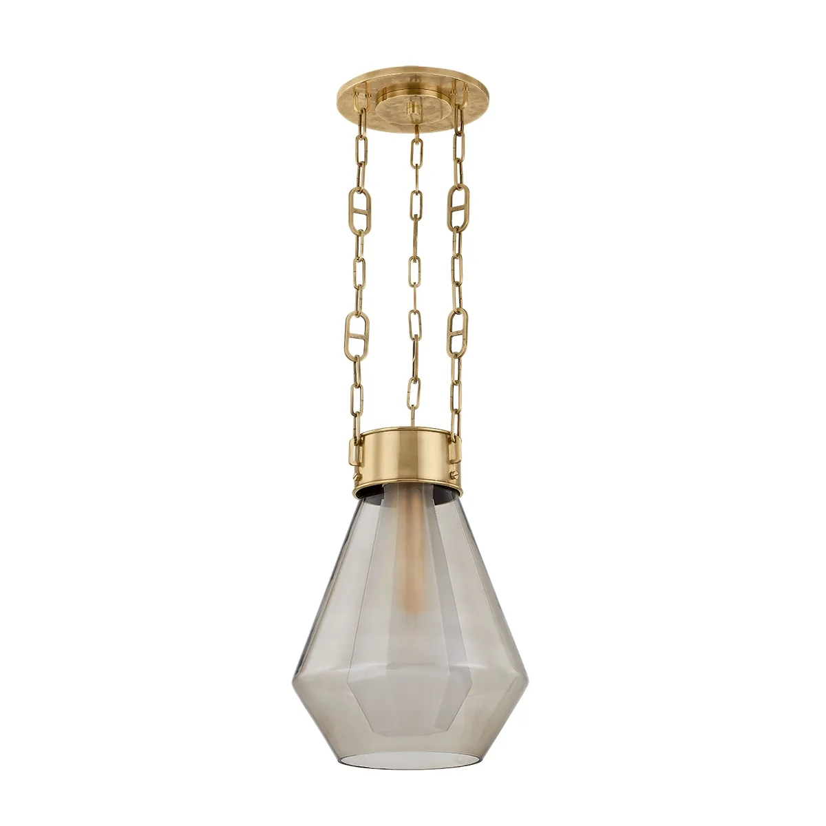 Tragus One Light Pendant in Vintage Brass