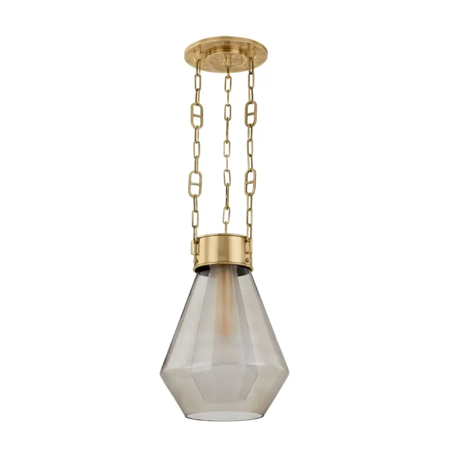 Tragus One Light Pendant in Vintage Brass