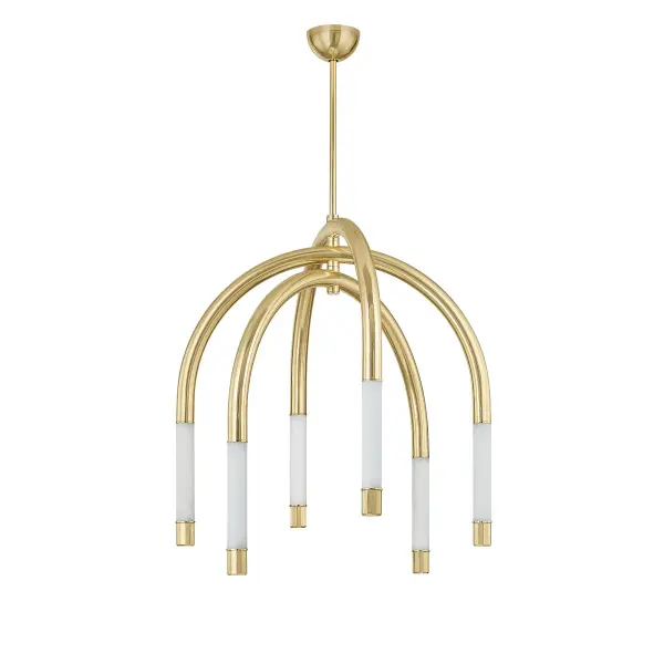 Noz Nozawa's Zeme chandelier transforms a simple chain link into high art. The exaggerated silhouette paired with integrated LED technology and vintage brass finish creates a perfect balance of modern innovation and timeless glamor.