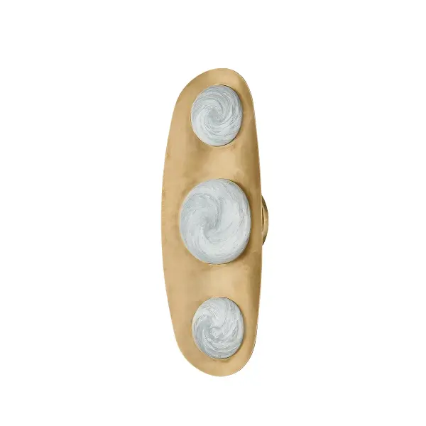 The Bezel LED Wall Sconce brings jewelry-inspired elegance to any space with its superflush metalwork design and etched Luna glass shades. The integrated LED creates an enchanting glow through the glass, while the Vintage Brass finish adds warmth and sophistication.