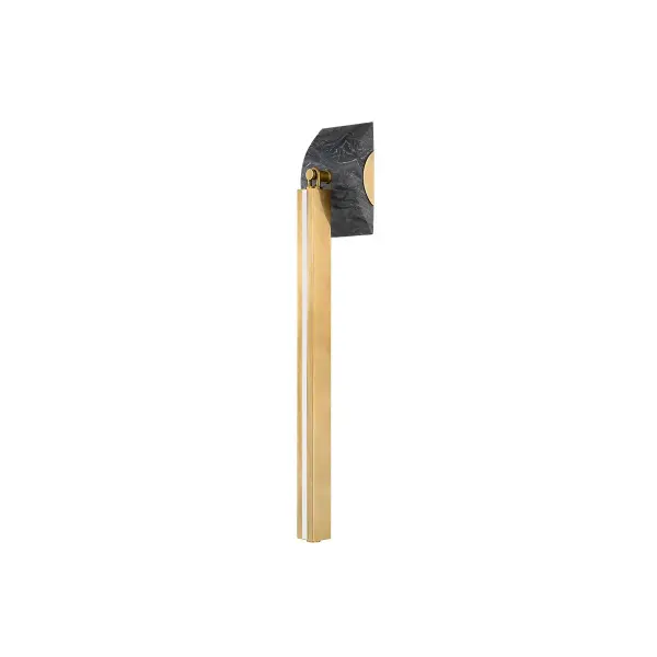 The Silja LED sconce masterfully combines modern architectural lines with jewelry-inspired detailing. Its rectangular brass profile emits a warm glow from both front and back, while the Nero Madera marble backplate adds sophisticated material depth.