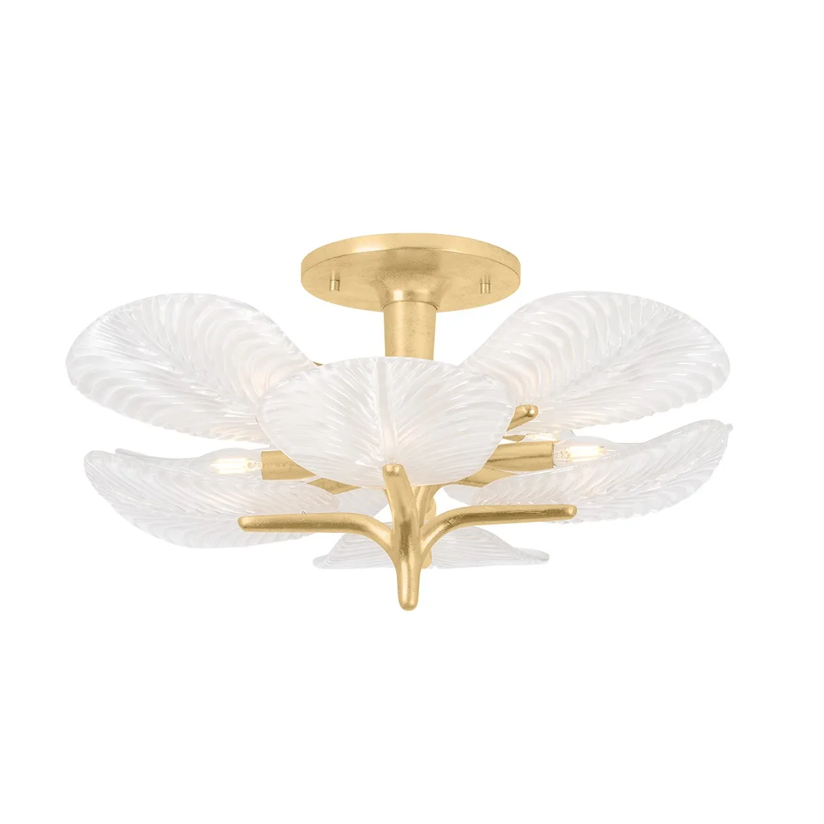 Kamal Eight Light Semi Flush Mount in Vintage Gold Leaf
