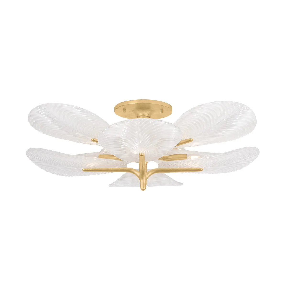 Kamal Eight Light Semi Flush Mount in Vintage Gold Leaf