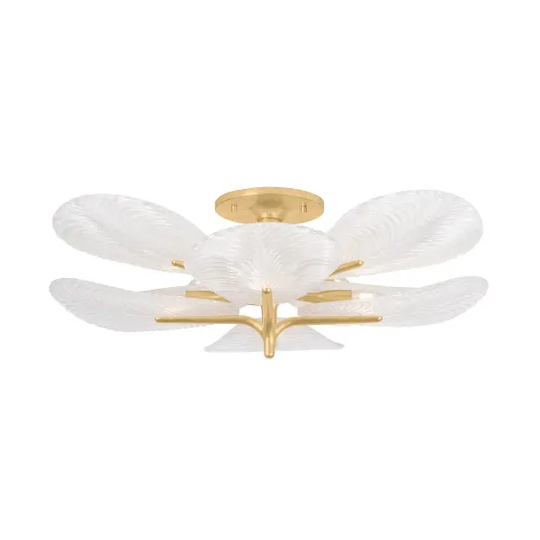 Kamal Eight Light Semi Flush Mount in Vintage Gold Leaf