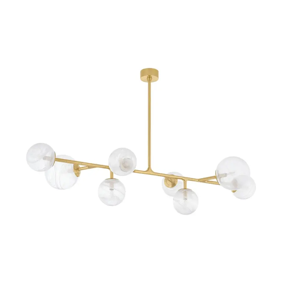 Glasgow Eight Light Linear Pendant in Vintage Polished Brass