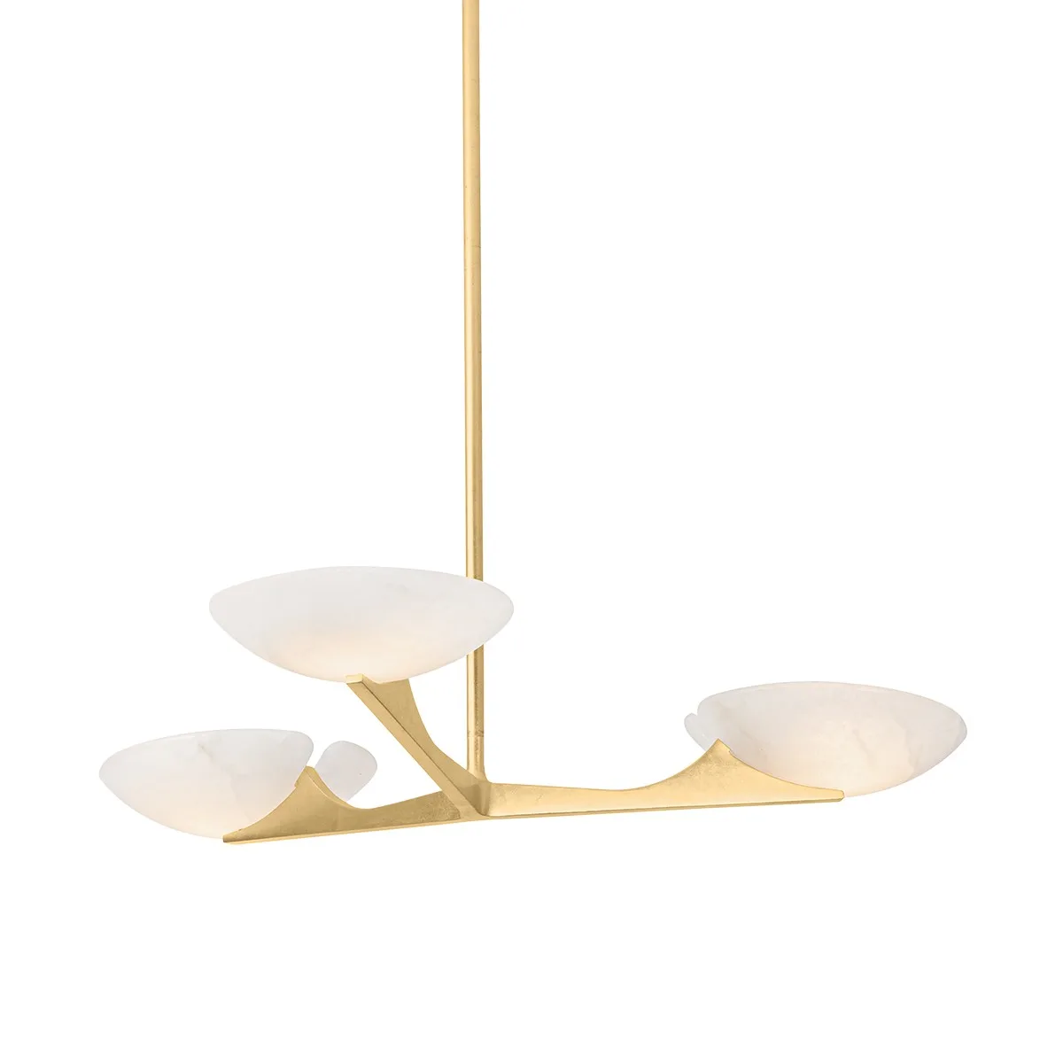 Malachite 3-Light Chandelier in Vintage Gold Leaf