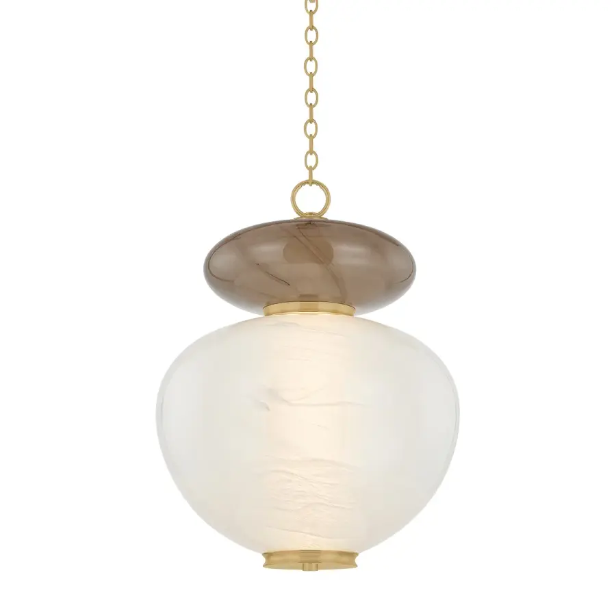 Syros LED Pendant in Vintage Brass