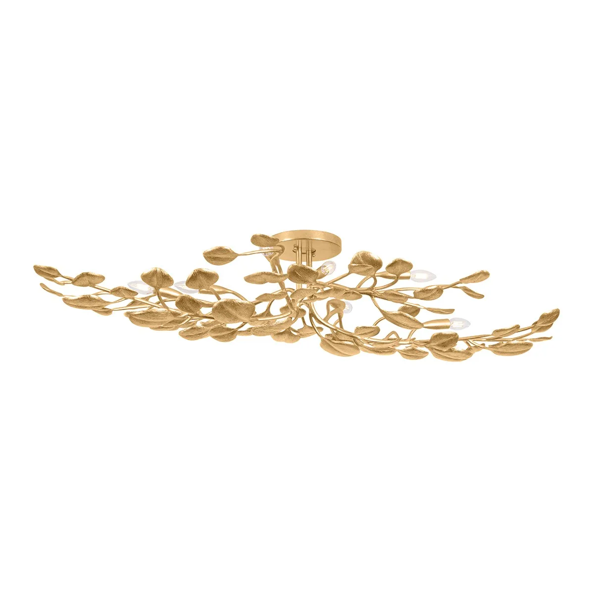 Menorca Eight Light Semi Flush Mount in Vintage Gold Leaf