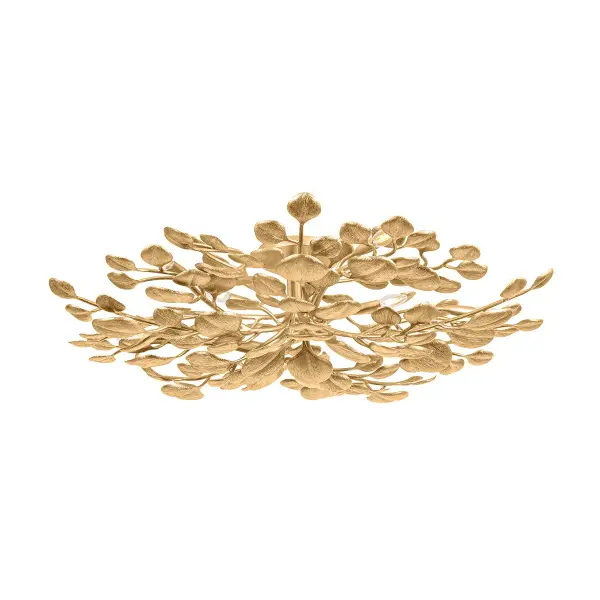 Menorca Ten Light Semi Flush Mount in Vintage Gold Leaf