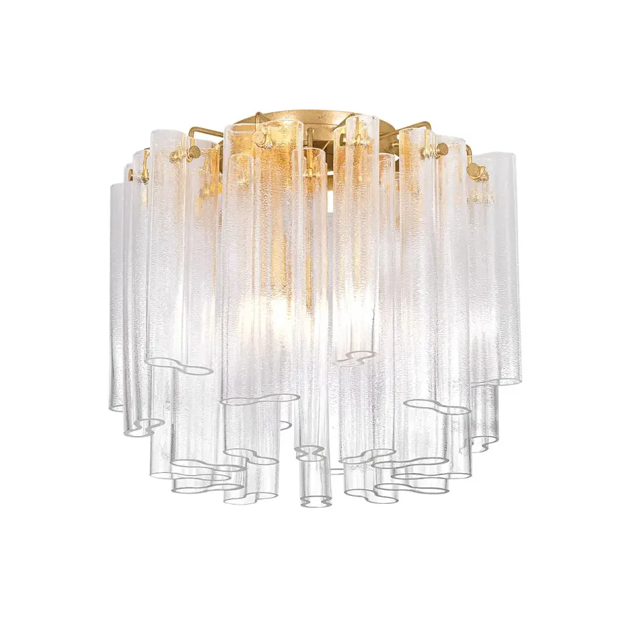 Varenna Three Light Semi Flush Mount in Vintage Gold Leaf