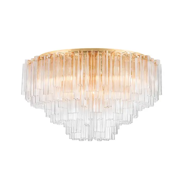 The Varenna transforms any space into a showpiece with 39 lights arranged in tiered Piastra glass tubes. Its organic Art Deco silhouette and sculpted glass waves create ethereal movement and dynamic light diffusion, perfect for grand spaces.