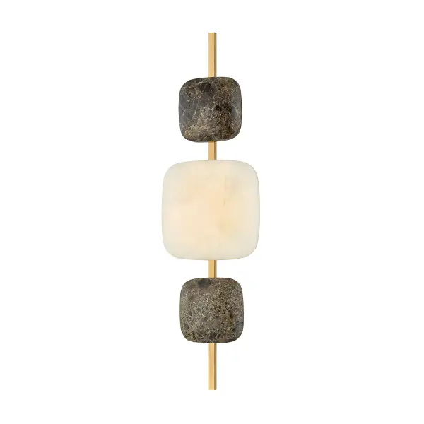 The Salisbury transforms a wall sconce into an art piece with its striking composition of Emperador marble and ice onyx. The natural stone variations ensure each fixture is unique, while the vintage brass stem adds refined elegance.