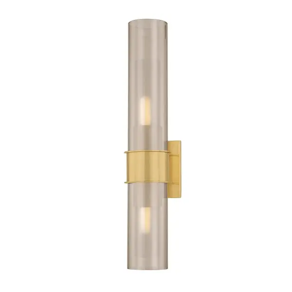 The Granada sconce combines modern design with functional elegance through its distinctive layered glass construction. The light bronze outer tube paired with etched matte inner shade creates beautiful depth and light diffusion, while the vintage polished brass finish adds warmth and sophistication to bath and vanity spaces.