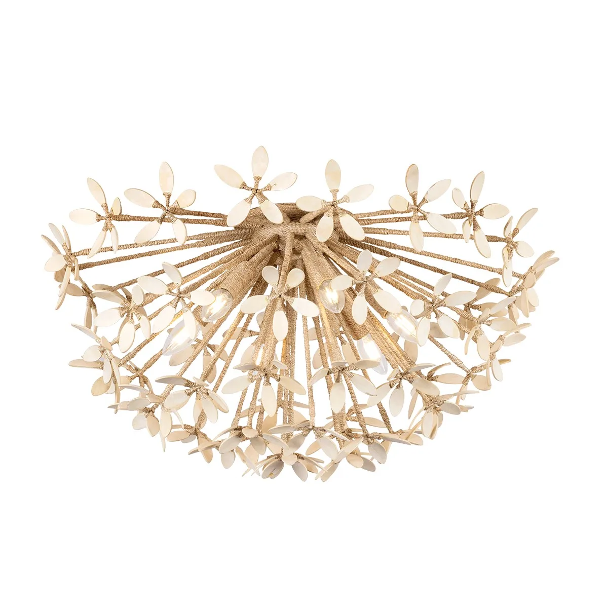 Corfu Six Light Semi Flush Mount in Ivory Coco