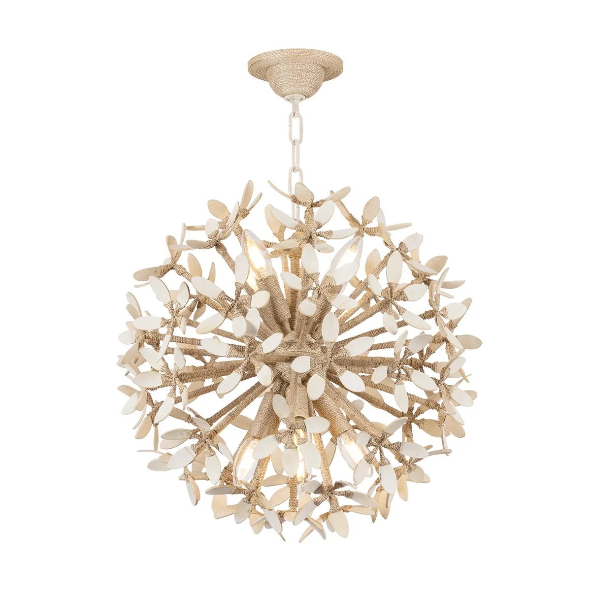 Corfu Eight Light Chandelier in Ivory Coco