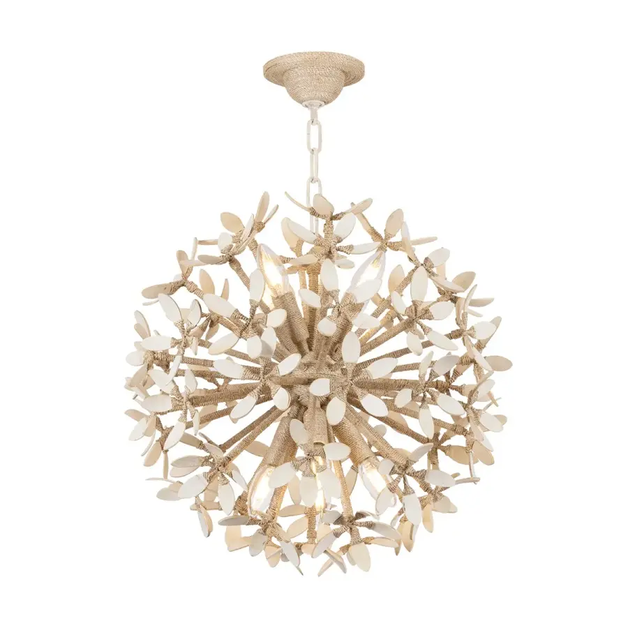 Corfu Eight Light Chandelier in Ivory Coco
