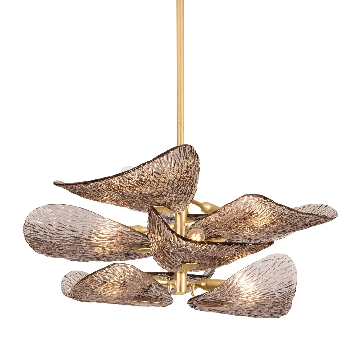 Cardiff Eight Light Semi Flush Mount in Vintage Gold Leaf