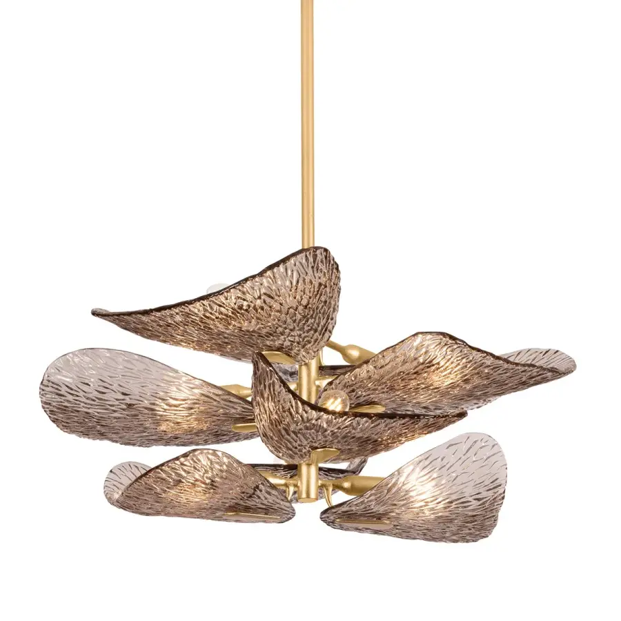 Cardiff Eight Light Semi Flush Mount in Vintage Gold Leaf