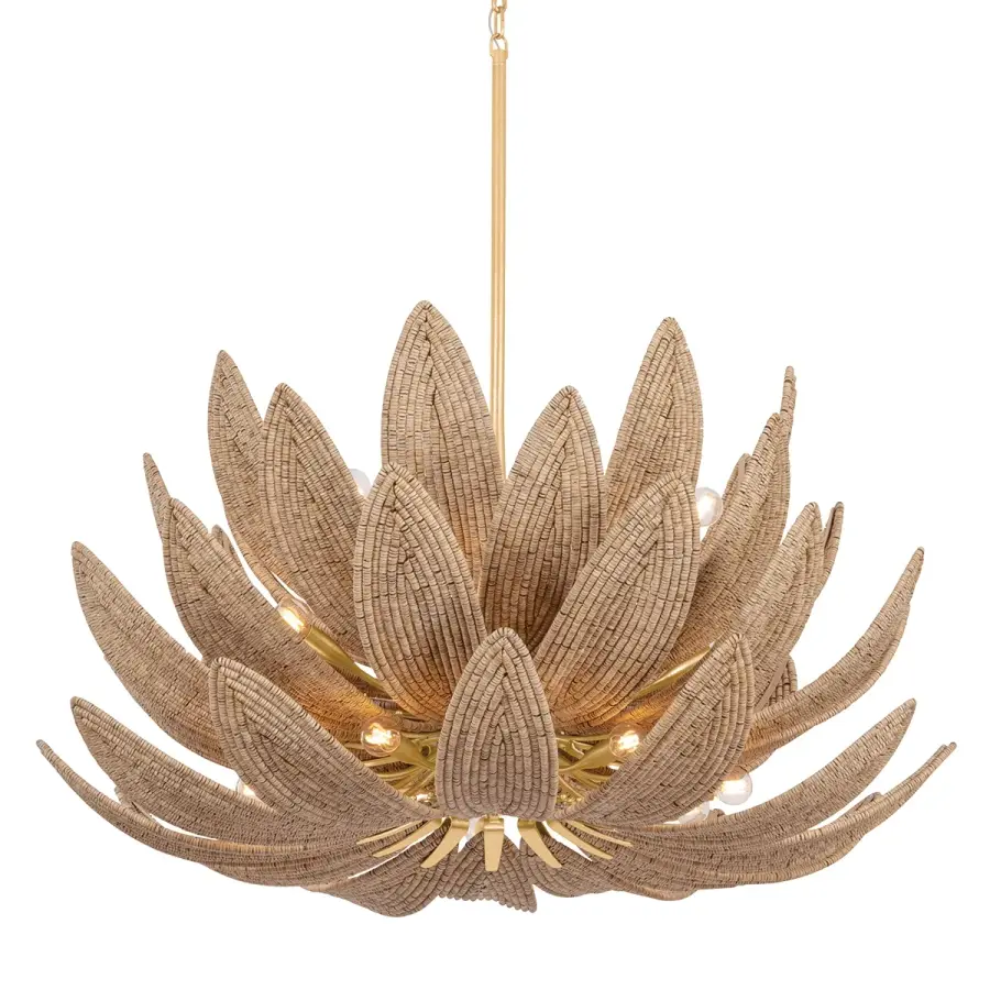 Varanasi 28-Light Chandelier in Vintage Gold Leaf