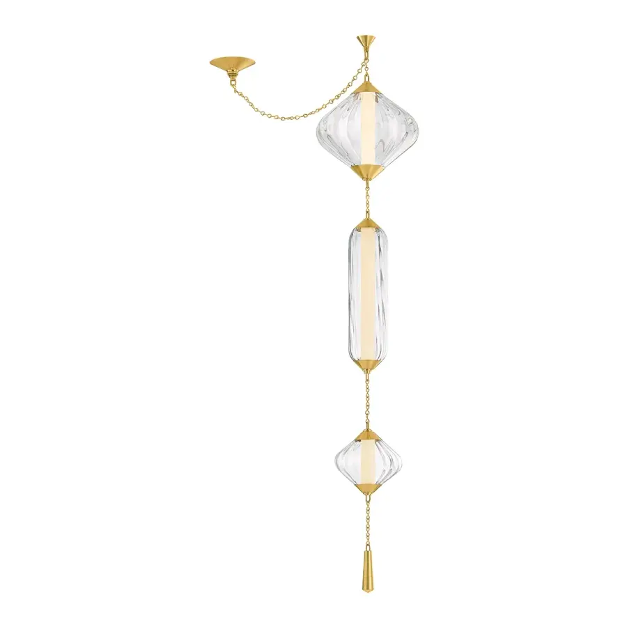 Fiorello 3-Light LED Pendant in Vintage Polished Brass