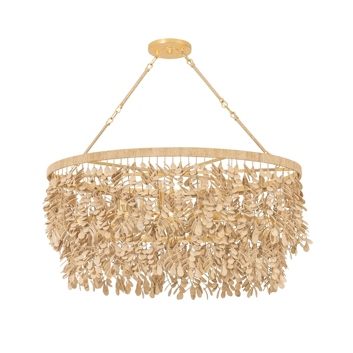 Naxos Nine Light Linear Pendant in Vintage Gold Leaf