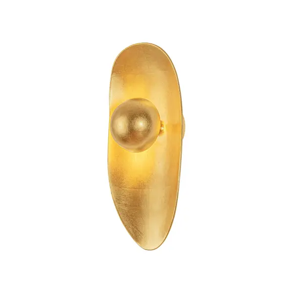 The Meena sconce transforms functional lighting into three-dimensional art. Its sinuous curves frame an integrated LED housing that glows like a pearl within an oyster shell, finished in luxurious Vintage Gold Leaf.