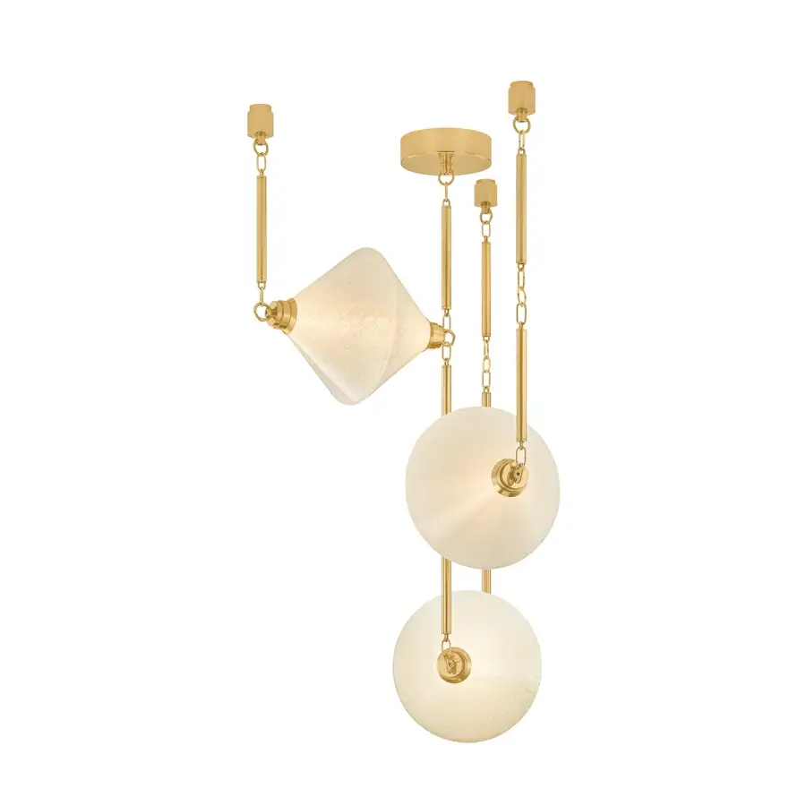 Solara 3-Light LED Chandelier in Vintage Polished Brass