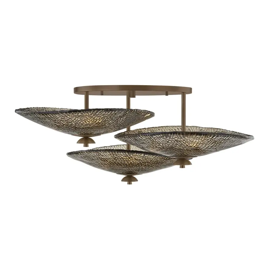 Alba Nine Light Semi Flush Mount in Old World Brass