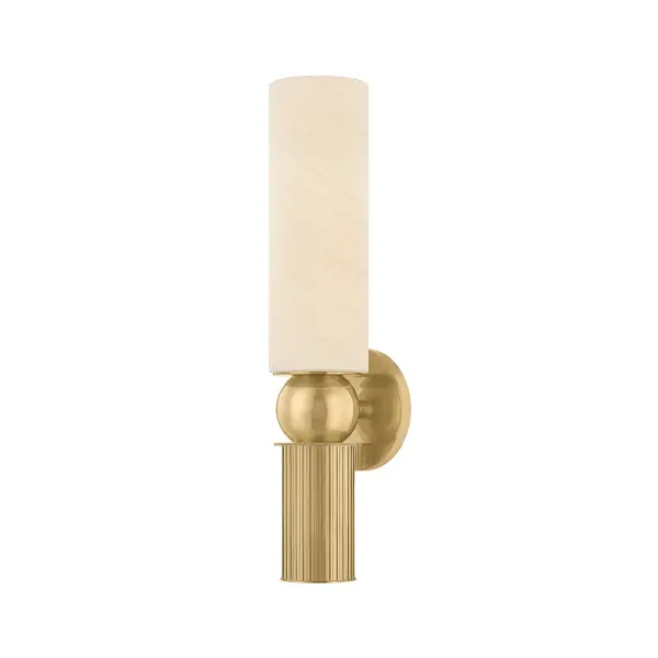 The Ronda sconce brings architectural elegance to any space with its fluted column design and vintage brass finish. Dual light sources provide both ambient uplight and focused downlight, making it versatile for task and mood lighting.