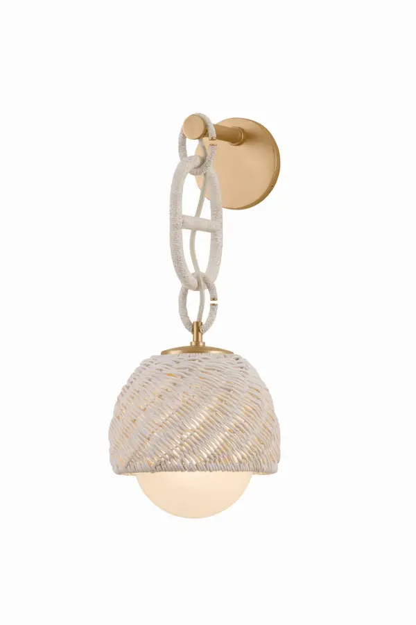 The Piasu wall sconce brings organic warmth through hand-woven rattan and cloud-etched glass. Designer Noz Nozawa's jewelry-inspired techniques create a luxe yet approachable coastal aesthetic, perfect for adding textural interest to intimate spaces.
