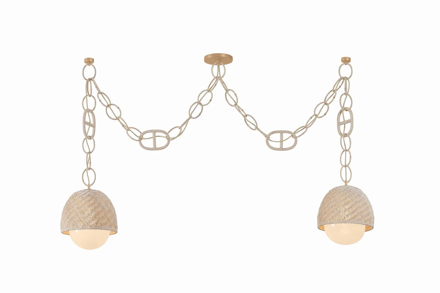 Piasu Two Light Linear Chandelier in Champagne Leaf