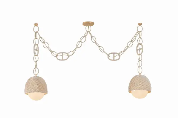 Piasu Two Light Linear Chandelier in Champagne Leaf