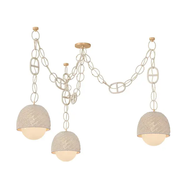 Piasu Three Light Chandelier in Champagne Leaf