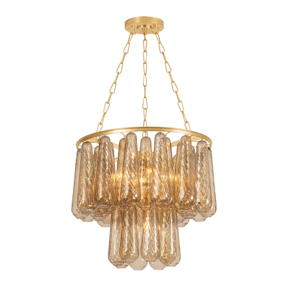 Milos Five Light Chandelier in Vintage Gold Leaf
