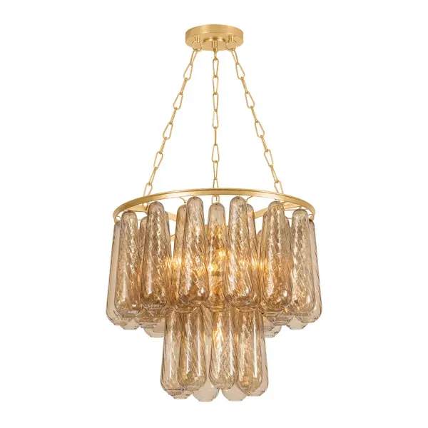 Milos Five Light Chandelier in Vintage Gold Leaf