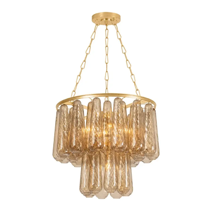 Milos Five Light Chandelier in Vintage Gold Leaf