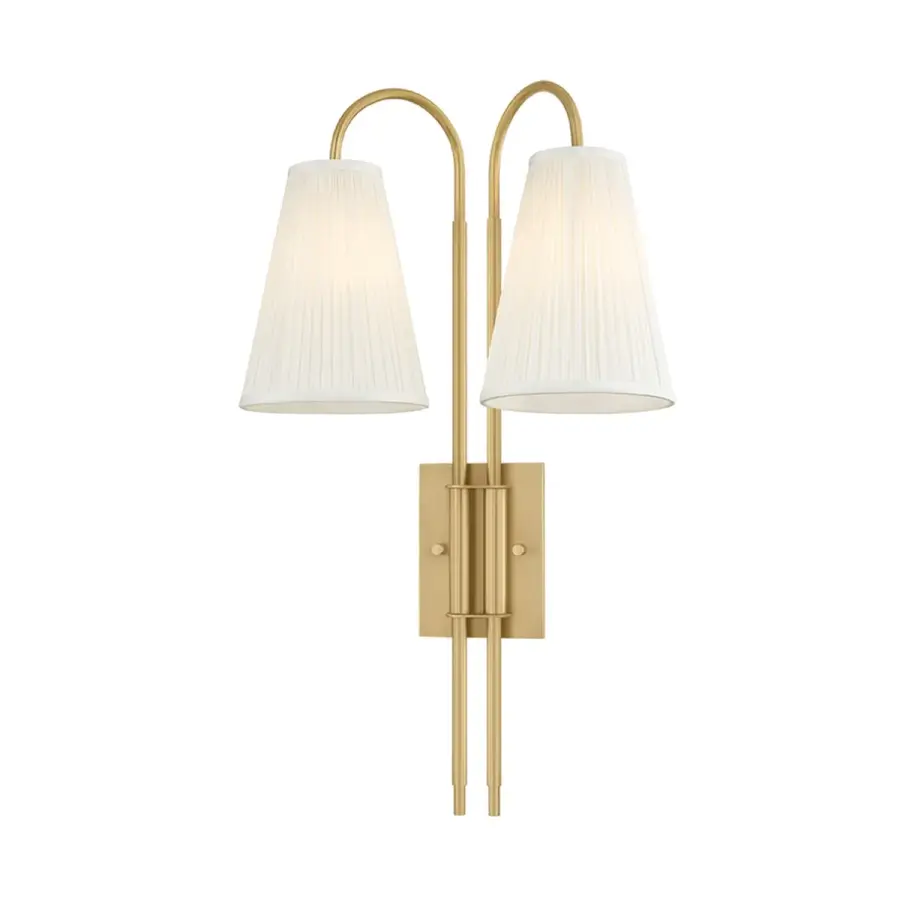 Limoges Two Light Wall Sconce in Vintage Brass