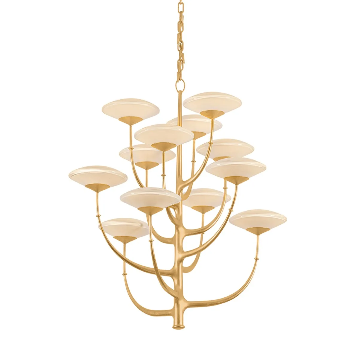 Pluro LED Chandelier in Vintage Gold Leaf