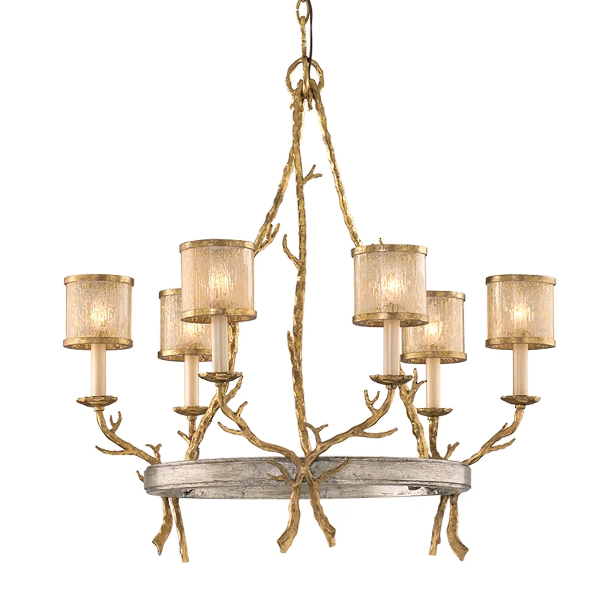 Parc Royale Six Light Chandelier in Vintage Gold Leaf