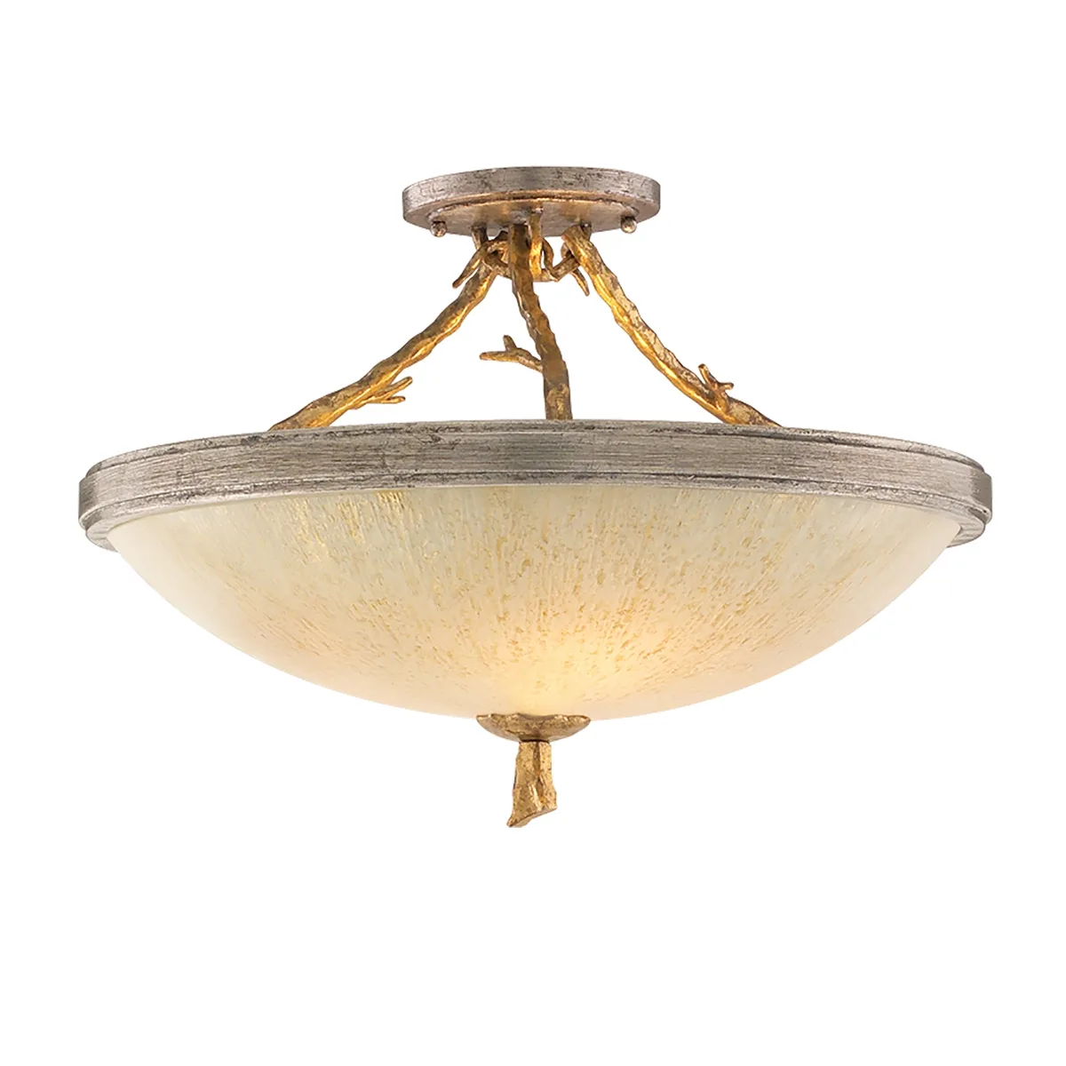 Parc Royale Three Light Semi Flush Mount in Vintage Gold Leaf